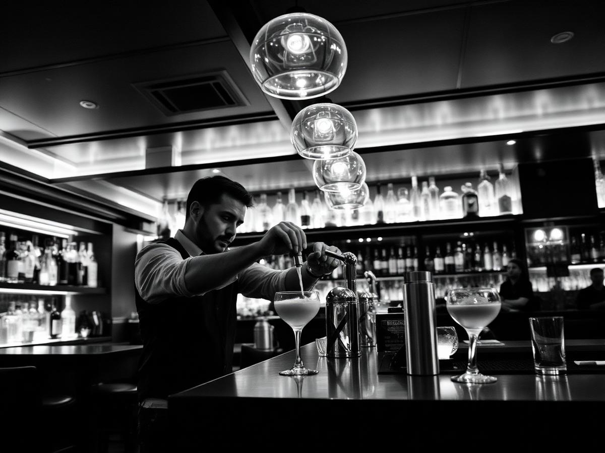 StudioDG (Studio Digital Group) - bartender preparing a cocktail in an atmospheric bar interior