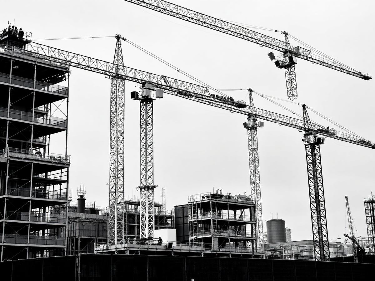 StudioDG (Studio Digital Group) - large construction site with tower cranes and scaffolding