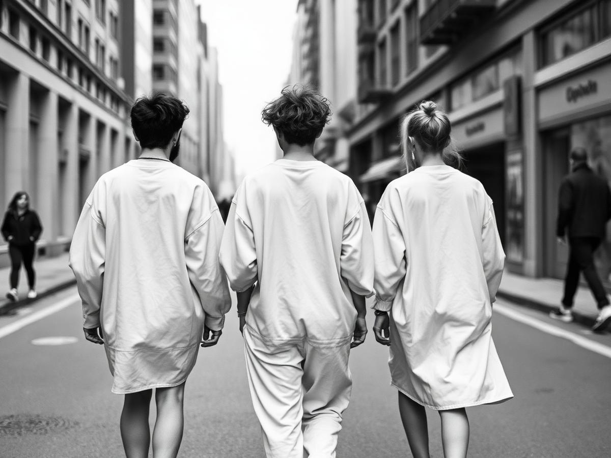 StudioDG (Studio Digital Group) - young models in streetwear walking down an urban street