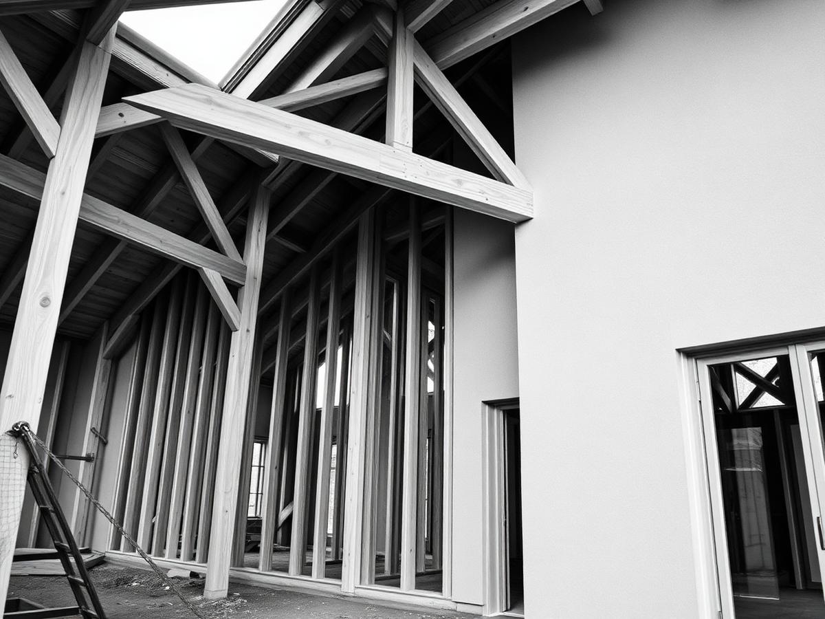 StudioDG (Studio Digital Group) - new build home under construction with timber frame